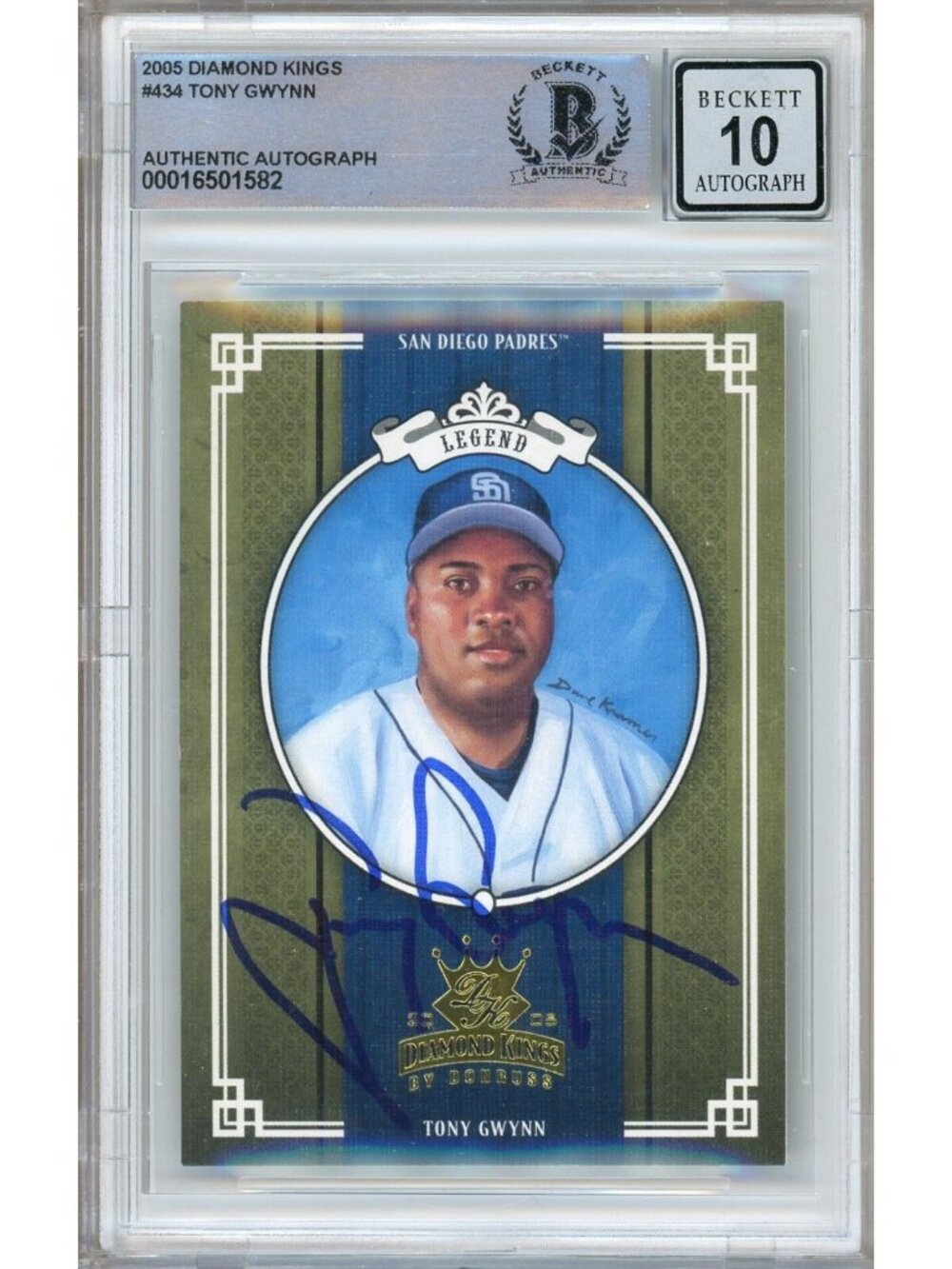 Tony Gwynn Signed 2005 Donruss DK #434 San Diego Padres Slab BGS Auto 10 HOF BAS